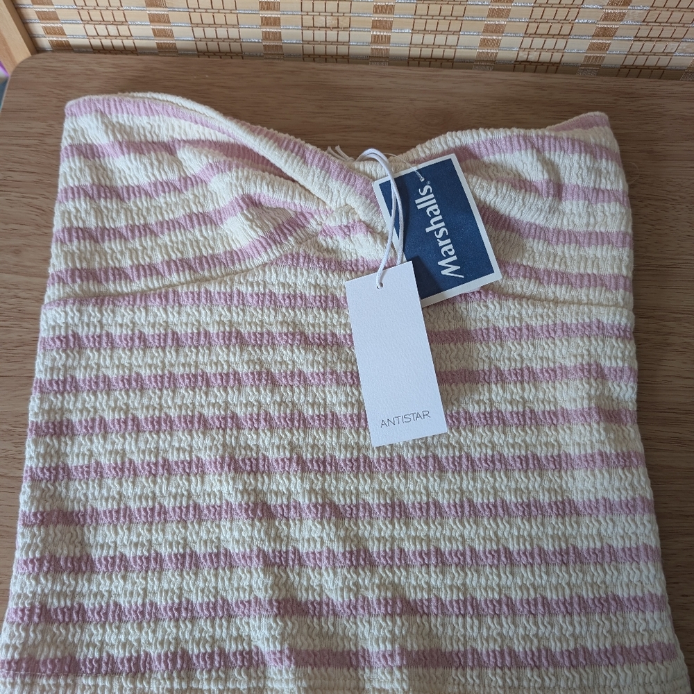 Striped Pink and Cream Tube Top with Tags